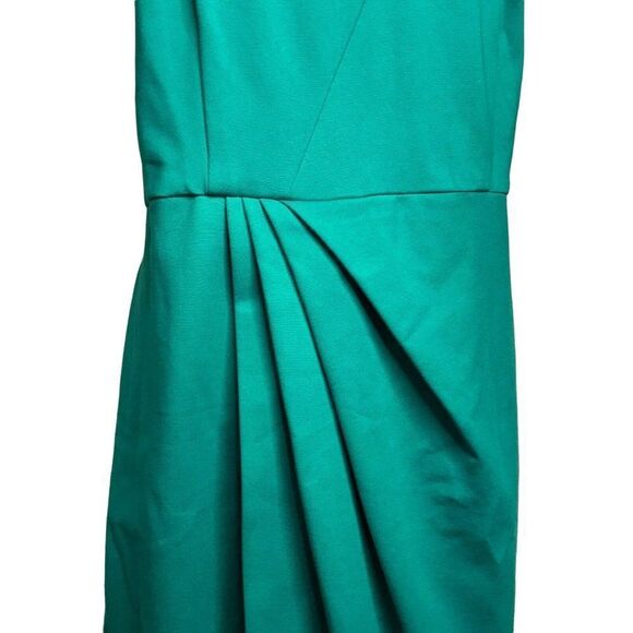 Rebel Wilson Sz 1X Asymmetrical Spliced Strap Dress Wrap Skirt Pleated Jade NEW - Picture 6 of 12